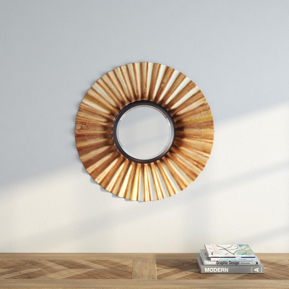 Southern Enterprises Round Gold Metallic Mirrors Wall Decor W Distressed Metal Wall Mirror