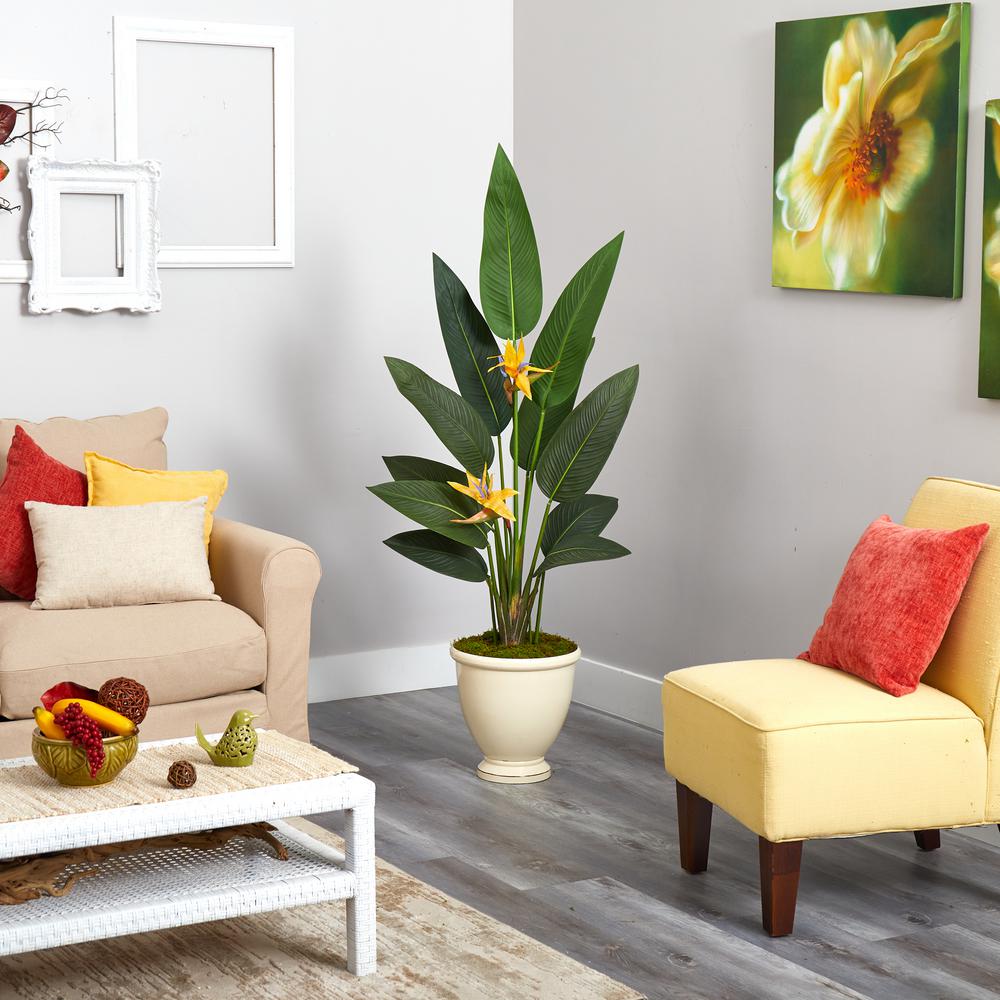 Nearly Natural 61 in. Bird of Paradise Artificial Plant in Decorative Urn (Real Touch)P1405