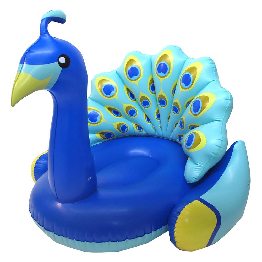 Swimline Blue Round Vinyl Giant Peacock Lounger Pool Float ...