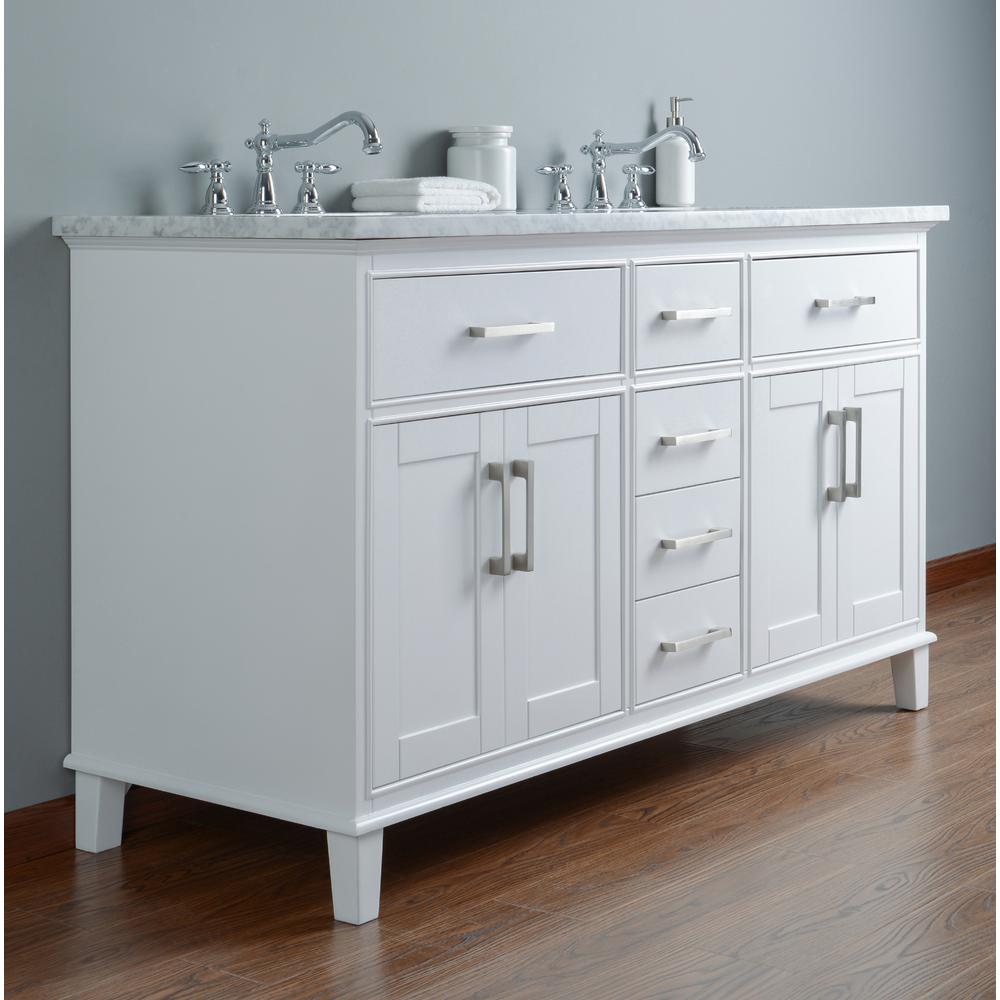 Stufurhome 60 In Leigh Double Sink Bathroom Vanity White With Leigh Double Sink Bathroom Vanity