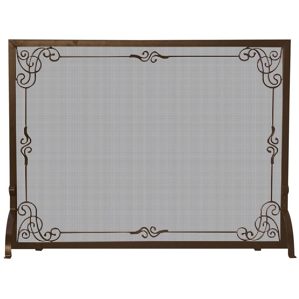 UniFlame Bronze Single-Panel Fireplace Screen with Decorative Scroll-S-1615 - The Home Depot Visit The Home Depot to buy UniFlame Single Panel Bronze Finish Screen with Decorative Scroll S-1615