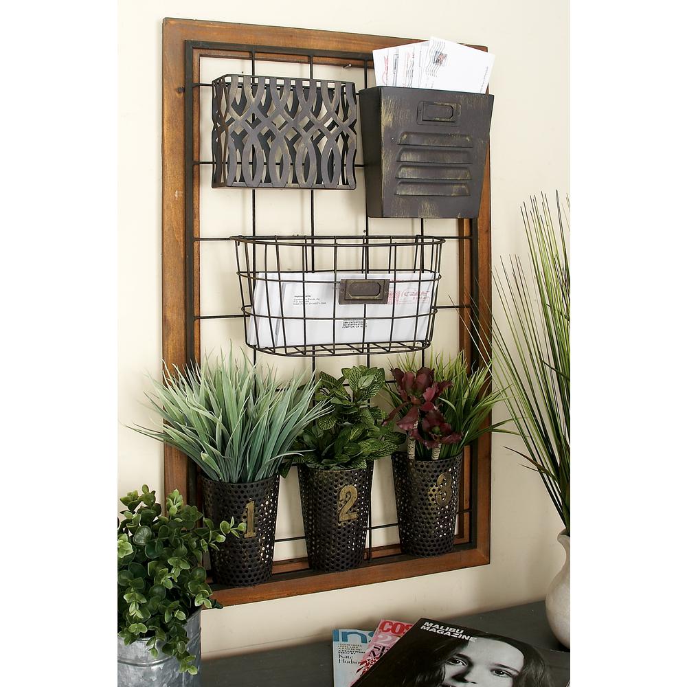 Litton Lane 20 In X 4 In Wall Mount Storage With Wire Grid And 6