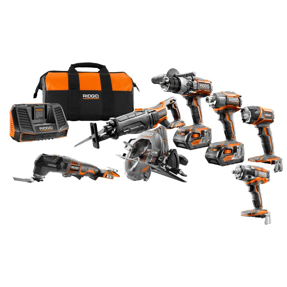Ridgid 18-Volt GEN5X Cordless Lithium-Ion Combo Kit (7-Tool) with (2) 4.0Ah... by RIDGID