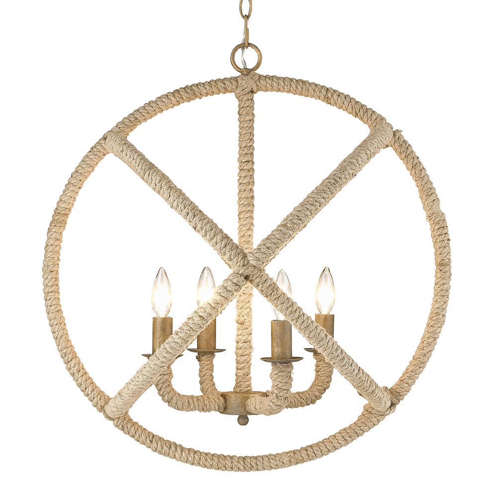 Golden Lighting Marina 4-Light Burnished Chestnut Chandelier