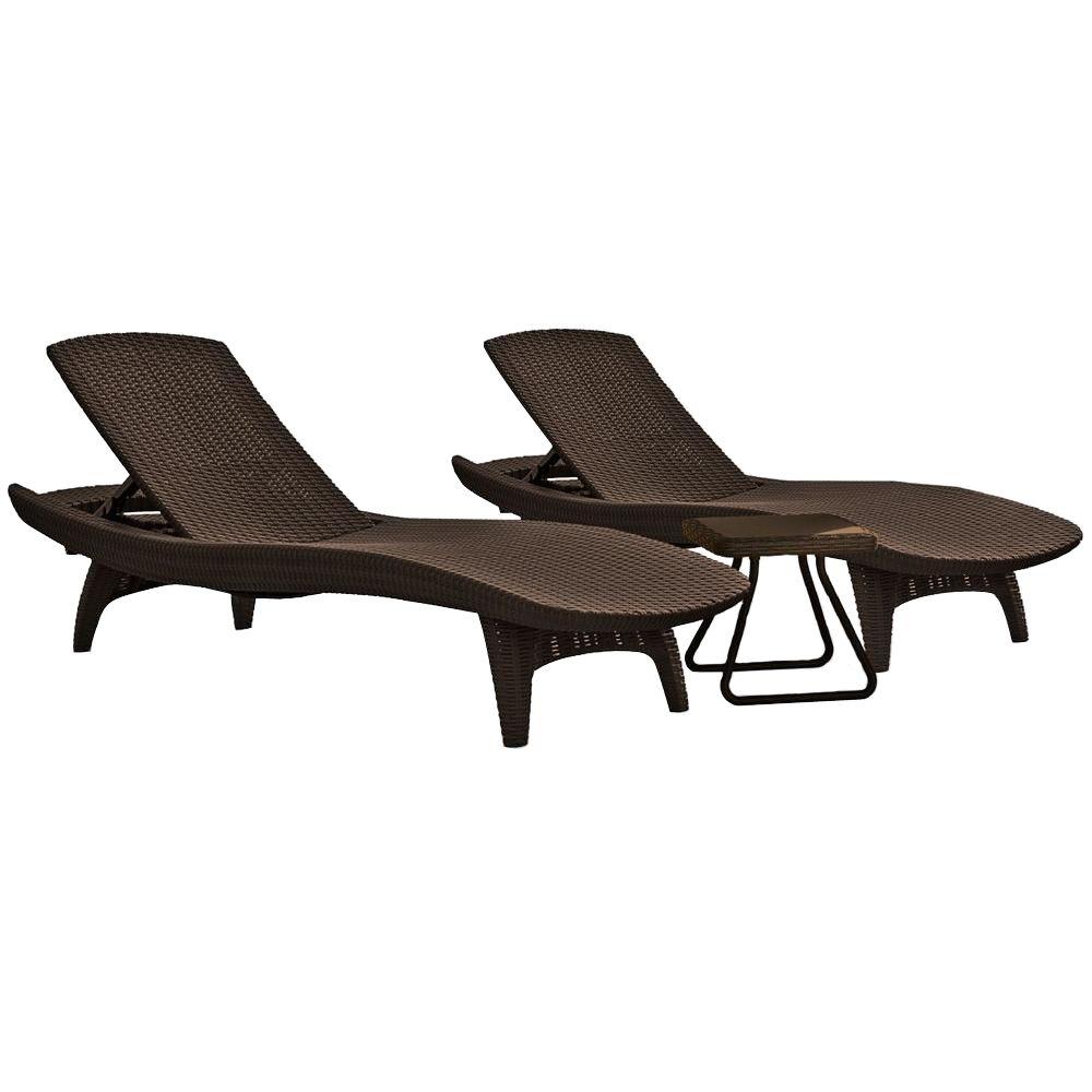 Keter Pacific Whiskey Brown All-Weather Adjustable Resin Patio Chaise Lounger... by Keter