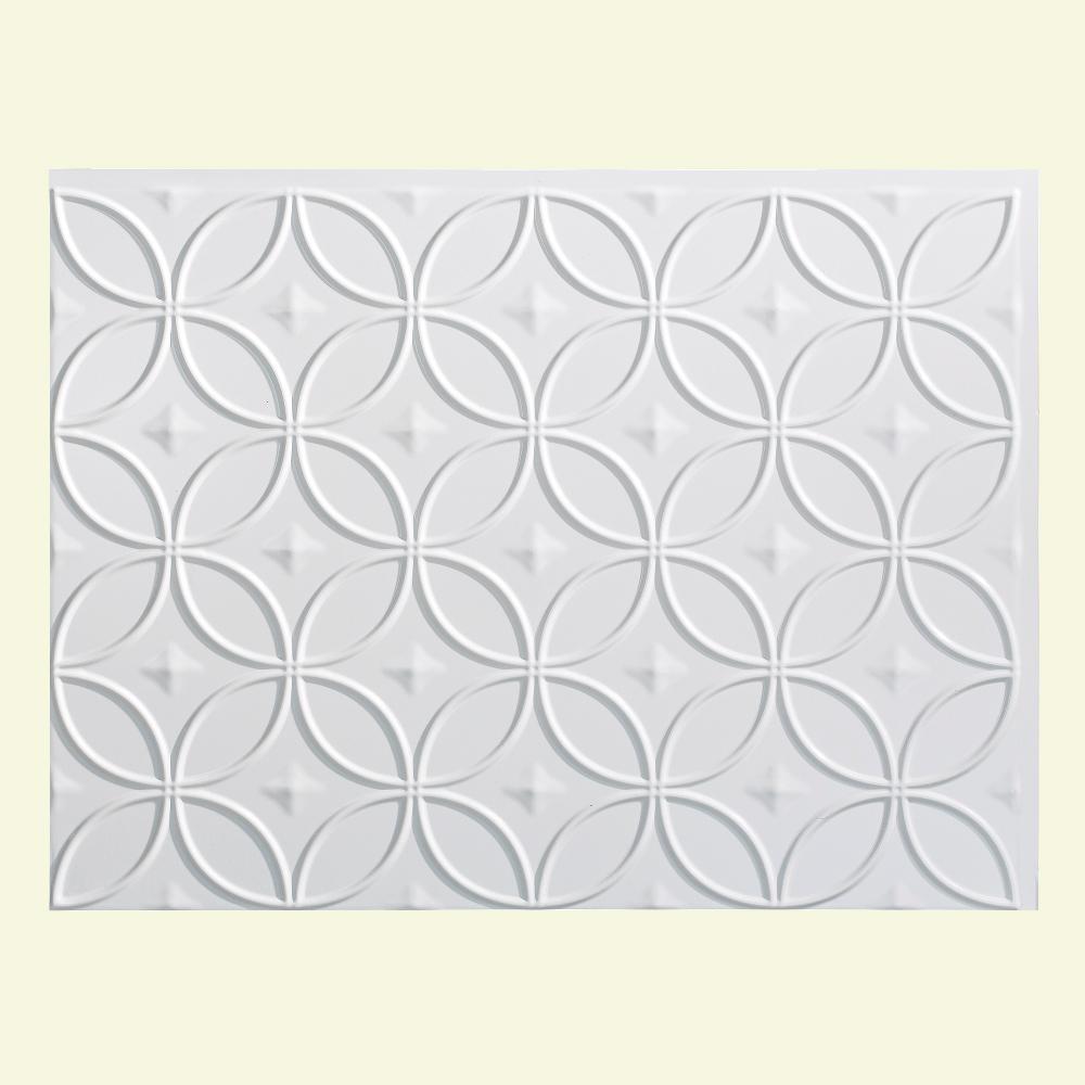 Fasade Rings 18 in. x 24 in. Gloss White Vinyl Decorative Wall Tile