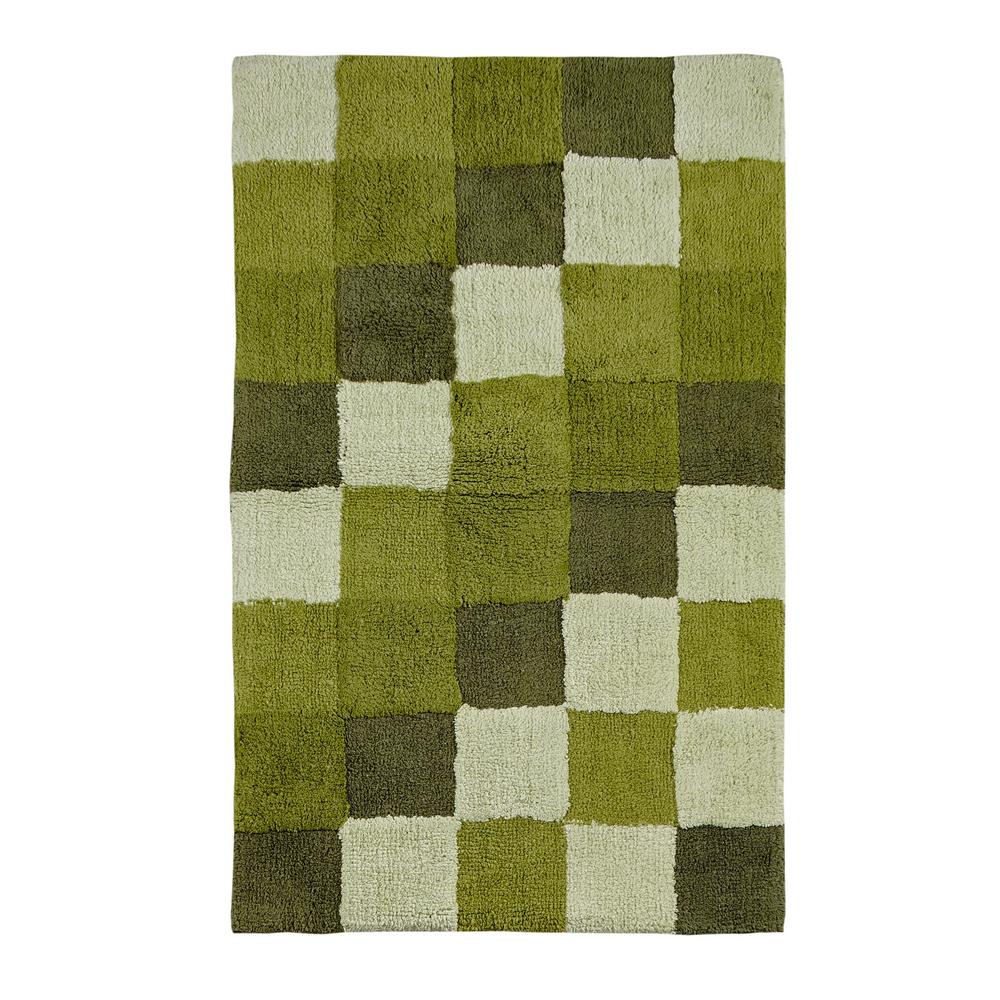 CASTLE HILL SOFT PLUSH COTTON Checker board TAN TAUPE BATH TUB MAT//RUG NEW