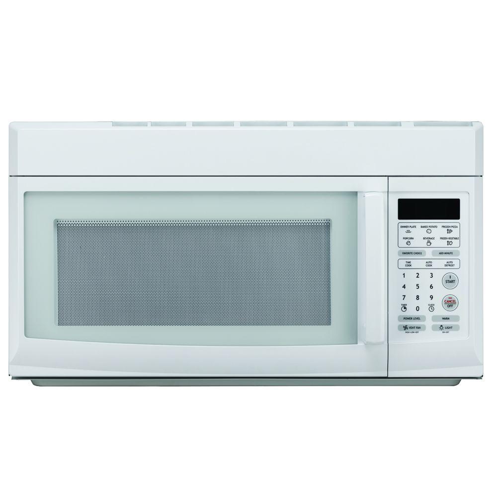 1 6 Cu Ft Over The Range Microwave In White Mco165uw Home 1 6 Cu Ft Over The Range Microwave In