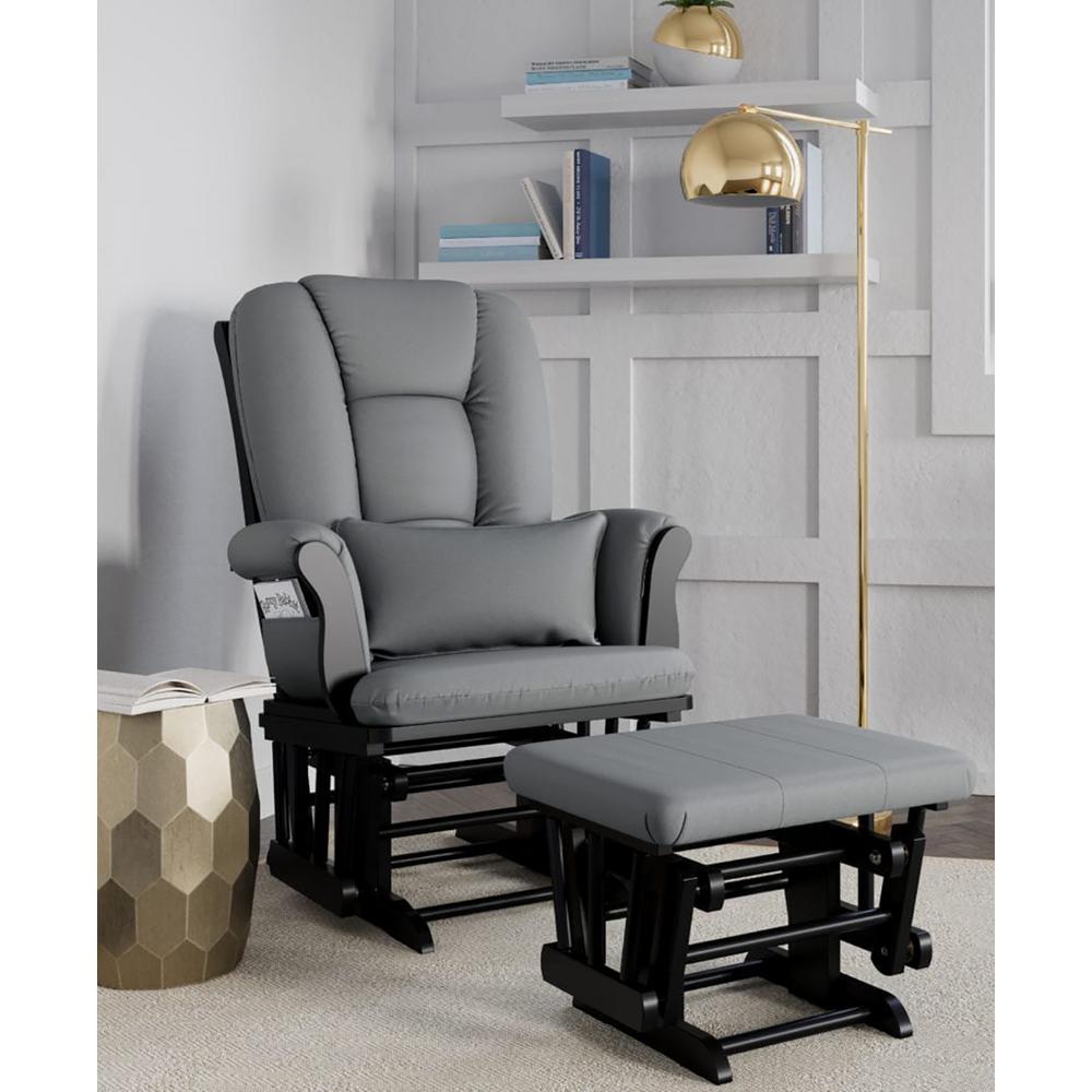 storkcraft tuscany glider and ottoman with lumbar pillow