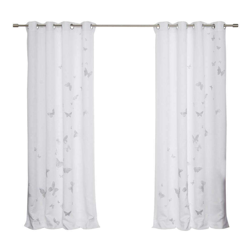 Best Home Fashion Butterfly Curtains 52 In W X 84 In L In Grey