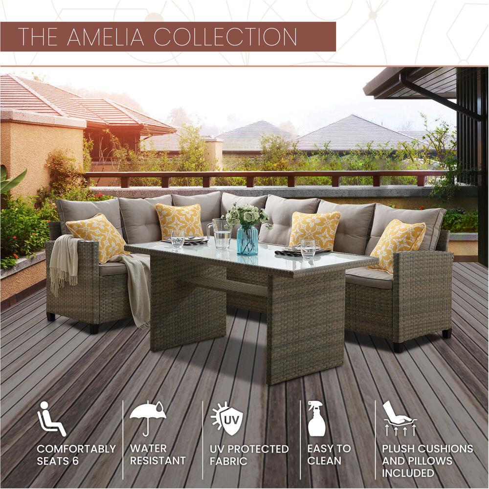Mod Amelia 3 Piece Wicker Outdoor Sectional Set With Gray Cushions Aml3pc Gry The Home Depot - Patio Furniture Sectional With Dining Table Mod Amelia 3 Piece Wicker Outdoor Sectional Set With Gray Cushions Aml3pc Gry The Home Depot - Patio Furniture Sectional With Dining Table