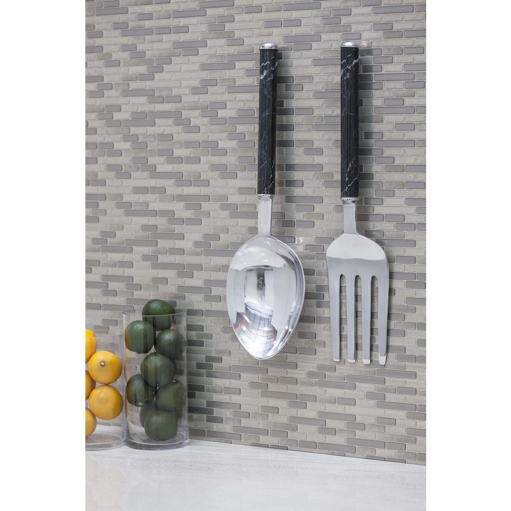Aluminum And Iron Fork Spoon Wall Decor Set Of 2