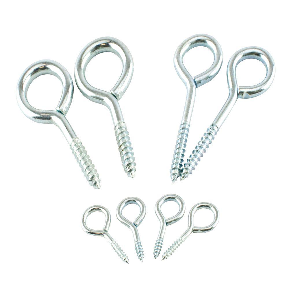 Everbilt Assorted Size Zinc-Plated Screw Eye (8-Pack)-42674 - The Home ...