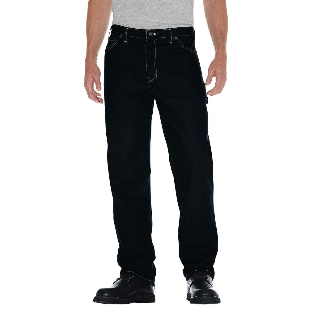 Dickies Men's 32 in. x 30 in. Rinsed Indigo Blue Relaxed Straight Fit ...
