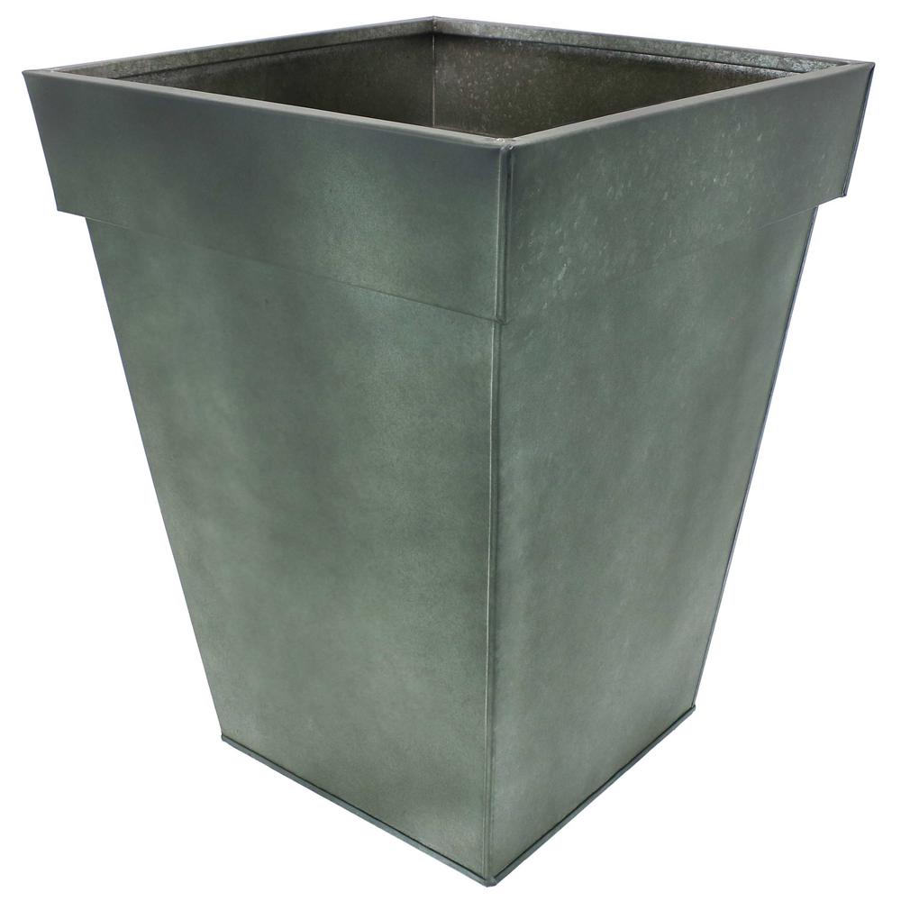 Sunnydaze Decor Charcoal Steel Planter in Square Galvanized-NHU-576 - The Home Depot