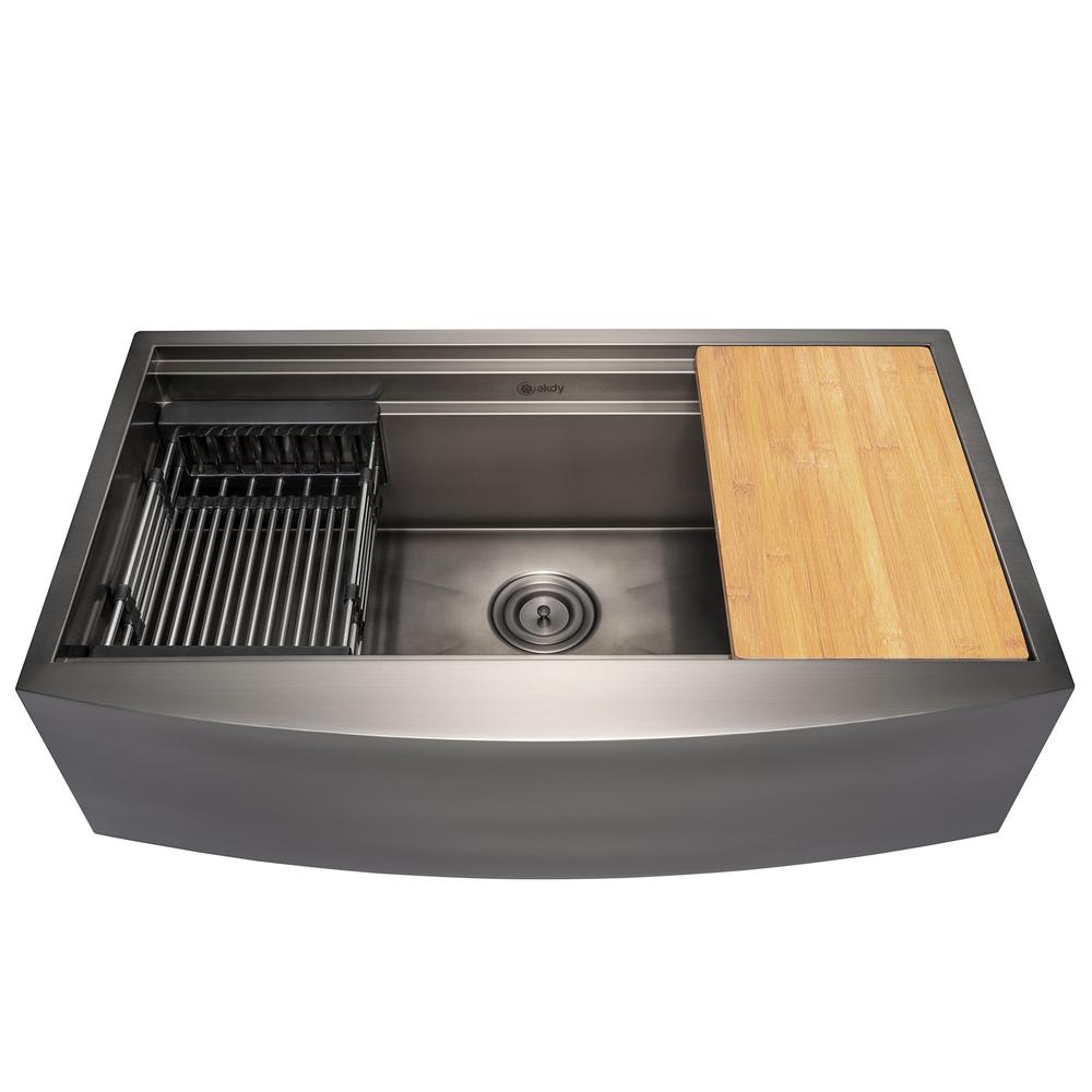 AKDY Matte Black Finished Stainless Steel 33 in. x 22 in. Single Bowl Home Depot Black Stainless Steel