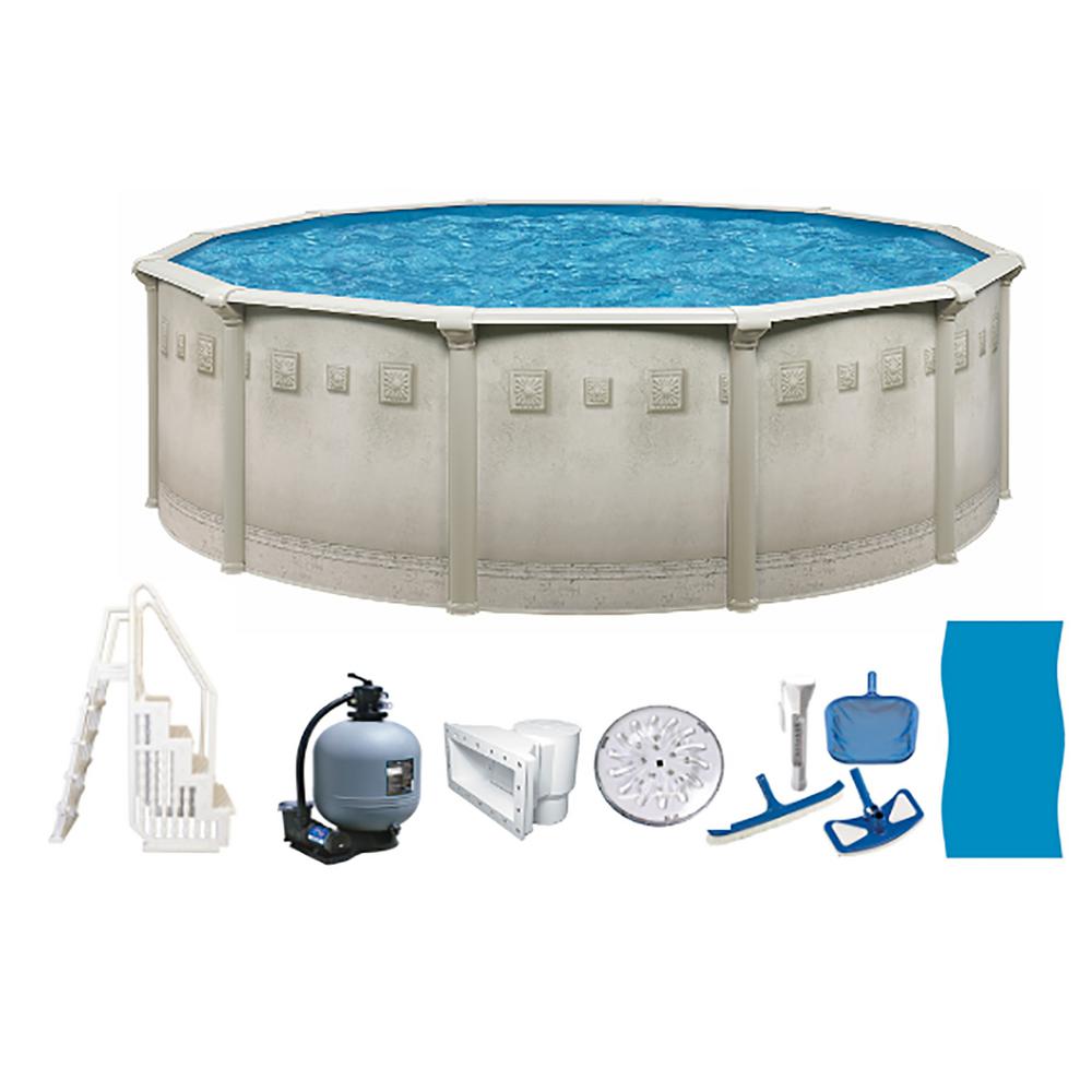 blue wave rugged steel round metal wall swimming pool package