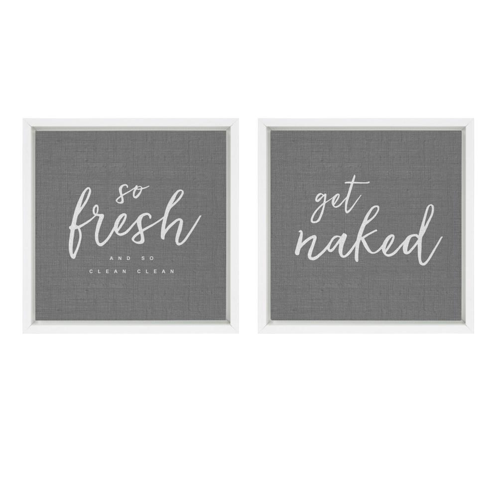 Kate and Laurel Sylvie "Bathroom" Framed Canvas Wall Art214123 The