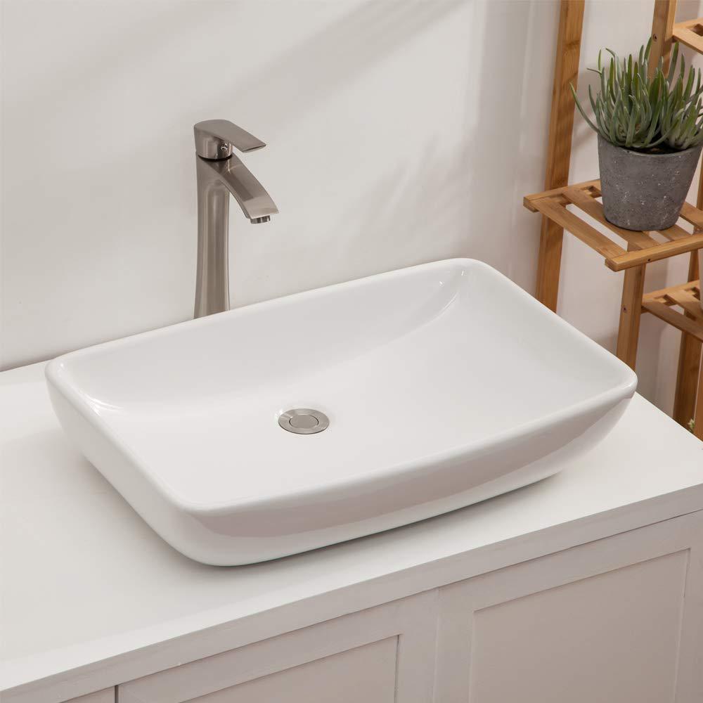 Mini Kong 24 In X 15 In Modern Rectangle Bathroom Above In White Porcelain Ceramic Vessel Vanity Sink Art Basin Mklmp18007 The Home Depot