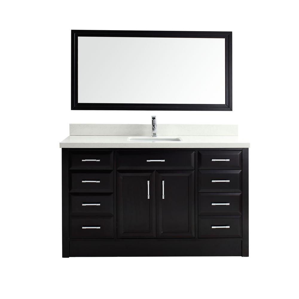 Studio Bathe Calais 60 inch Vanity in Espresso with Solid Surface Marble Vanity... by Studio Bathe