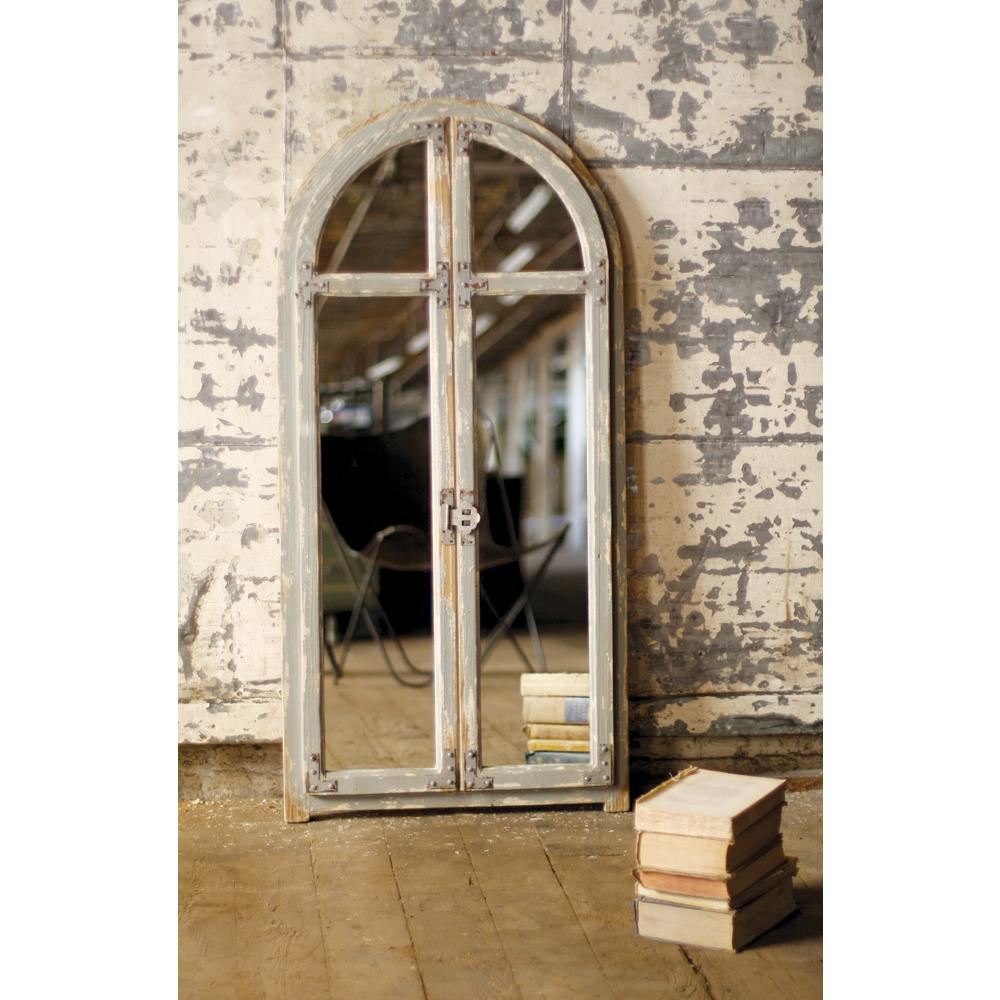 Arched Window Rustic Brown Wood Frame Wall Mirror Arched Window Rustic Brown Wood Frame Wall Mirror