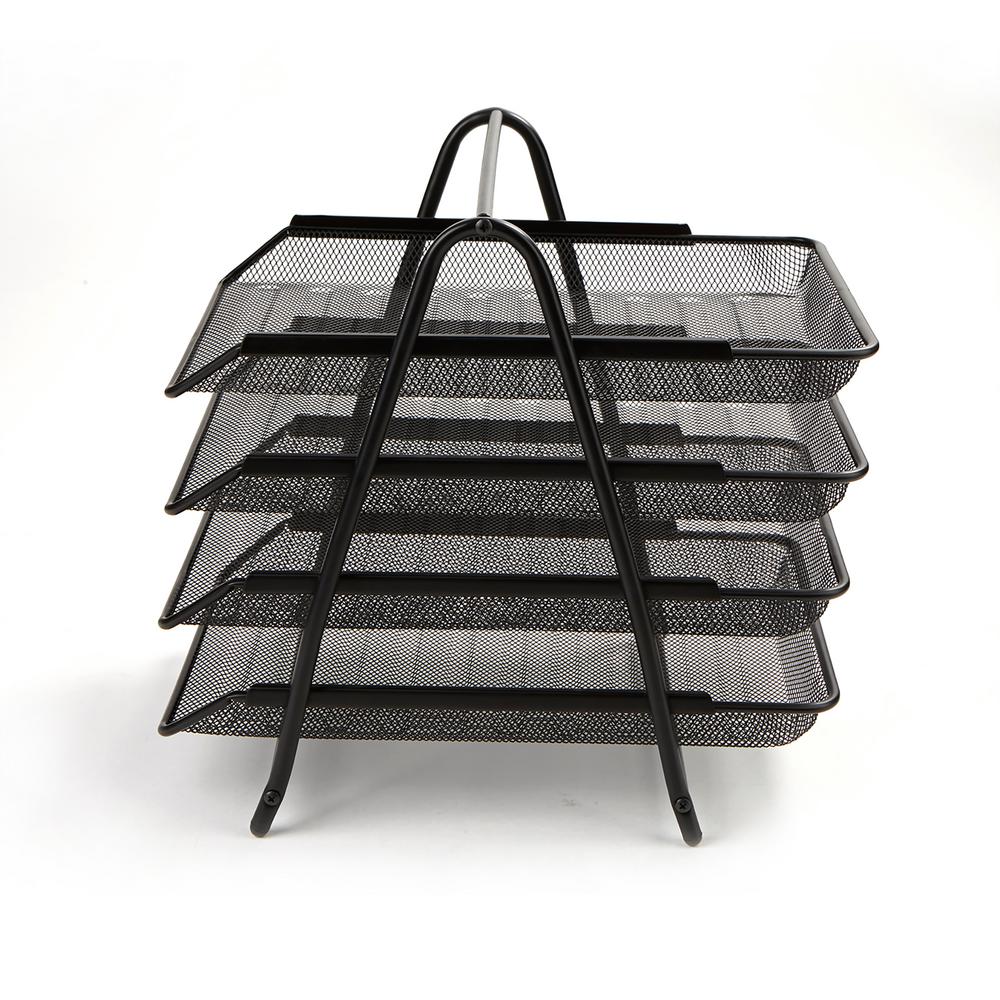 Mind Reader 4 Tier Steel Mesh Paper Tray Desk Organizer Black