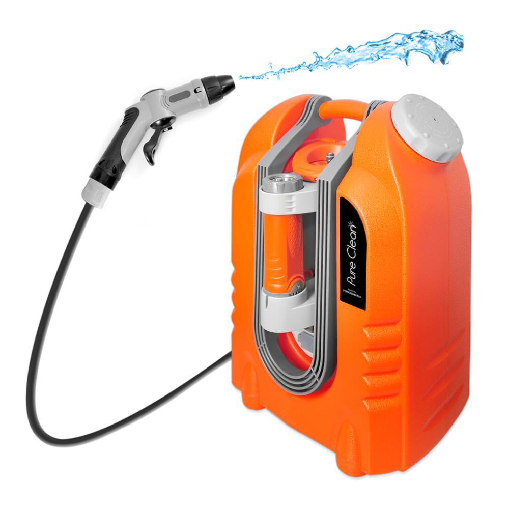 PYLE PCRWASHBAT29 - Pure Clean Multi-Function Portable Spray Pressure Washer Cleaning System, Power Bank, Flashlight, Built-in Rechargeable Battery (for Outdoor, Camping, Fishing, Pet Cleaning, etc.)