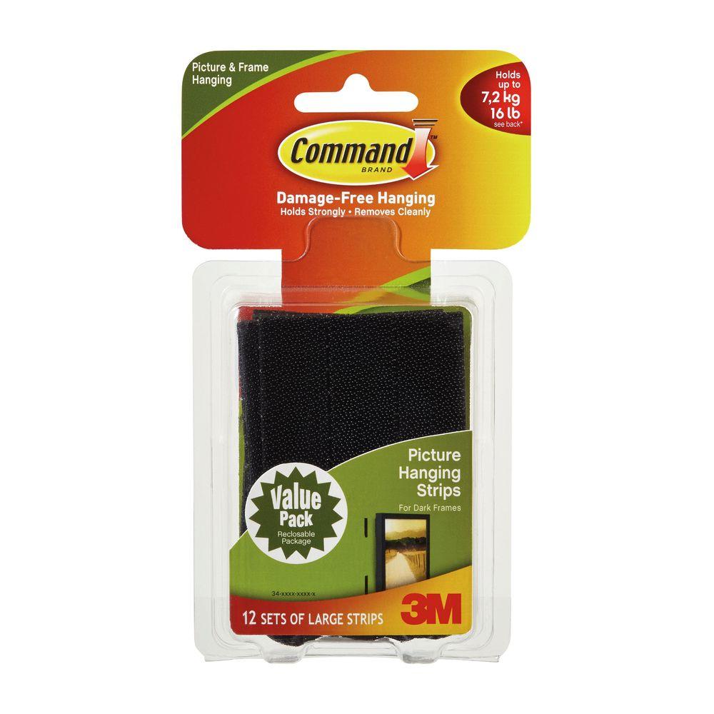 Command Large Black Picture Hanging Adhesive Strips (Set of 12Adhesive Strips)17206BLK12ES