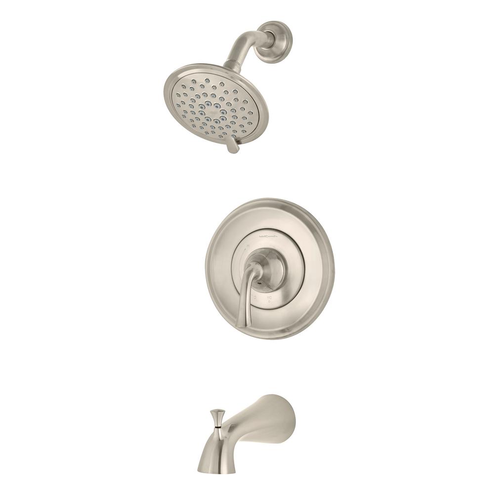 American Standard Patience 1 Handle Water Saving Tub And Shower Faucet Trim Kit For Flash Valves In Brushed Nickel Valve Not Included Tu106508 295 The Home Depot