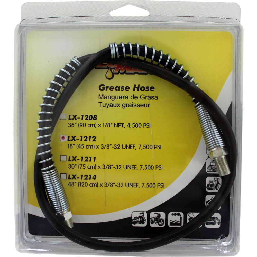 1//8/" NPT x 7//16-28 UNEF LUMAX LX-1214 Grease Hose 30/" with 2 SpringGuards