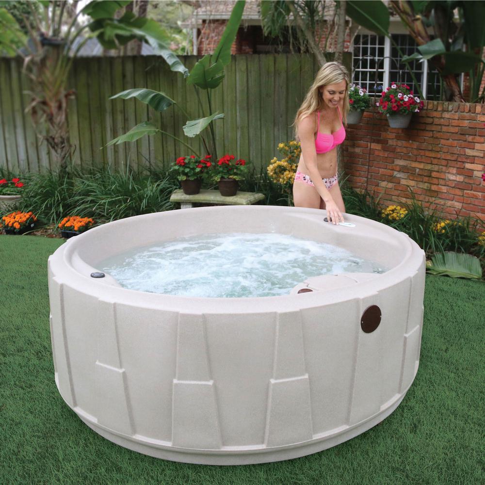 Aquarest Spas Premium 200 5 Person Plug And Play Hot Tub With 20 Stainless Jets Heater Ozone And Led Waterfall In Cobblestone