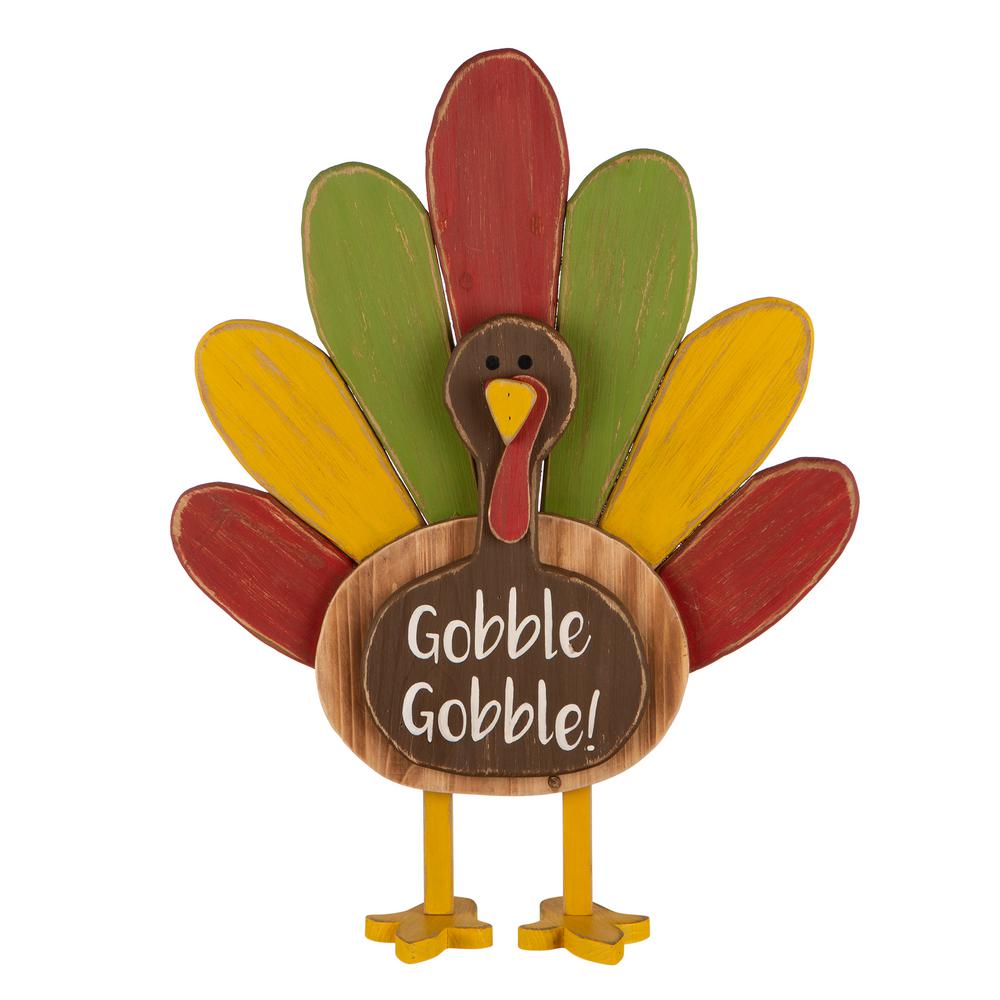 Glitzhome wooden turkey standing decor