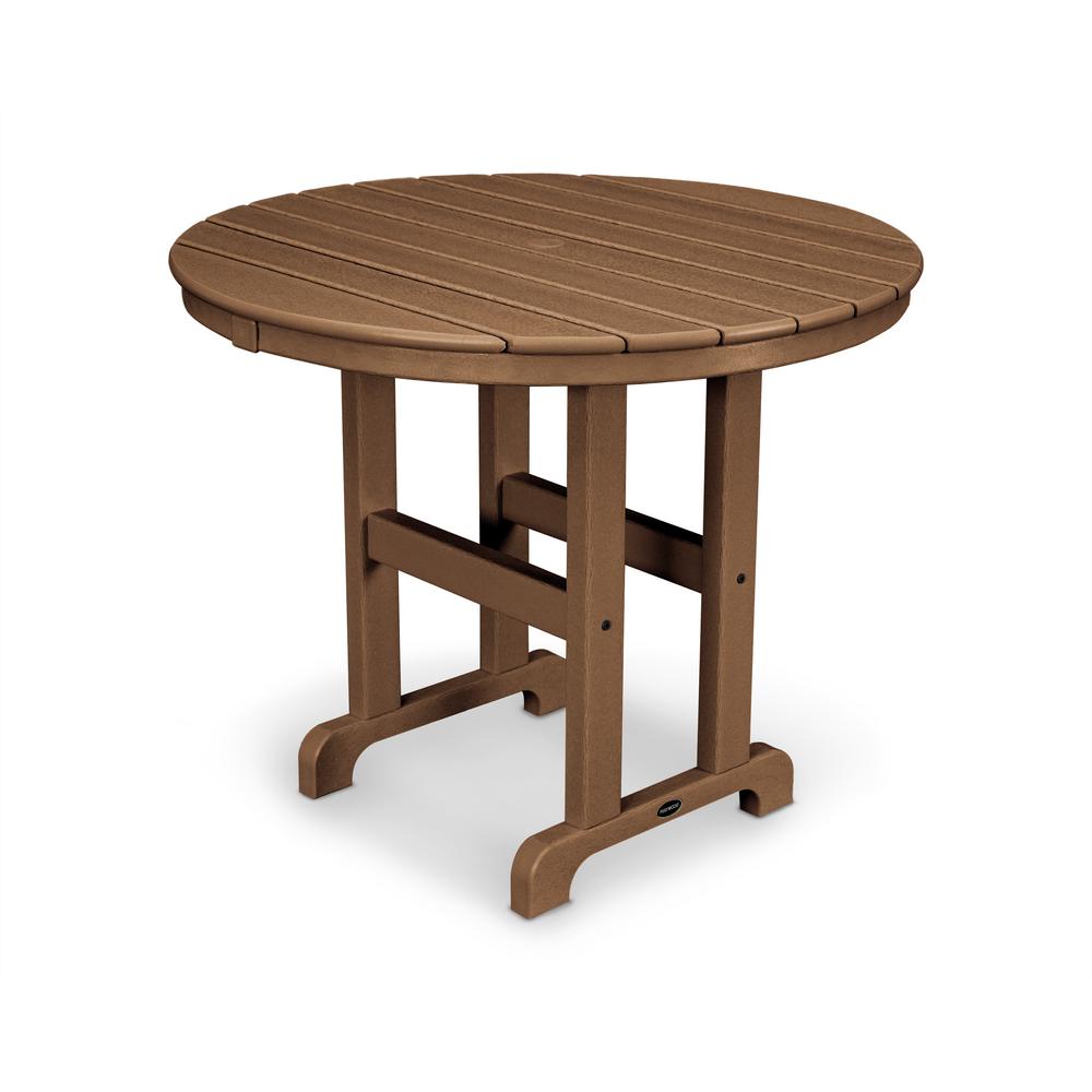 Polywood La Casa Cafe 36 In Teak Round Plastic Outdoor Patio Polywood La Casa Cafe 36 In Teak Round