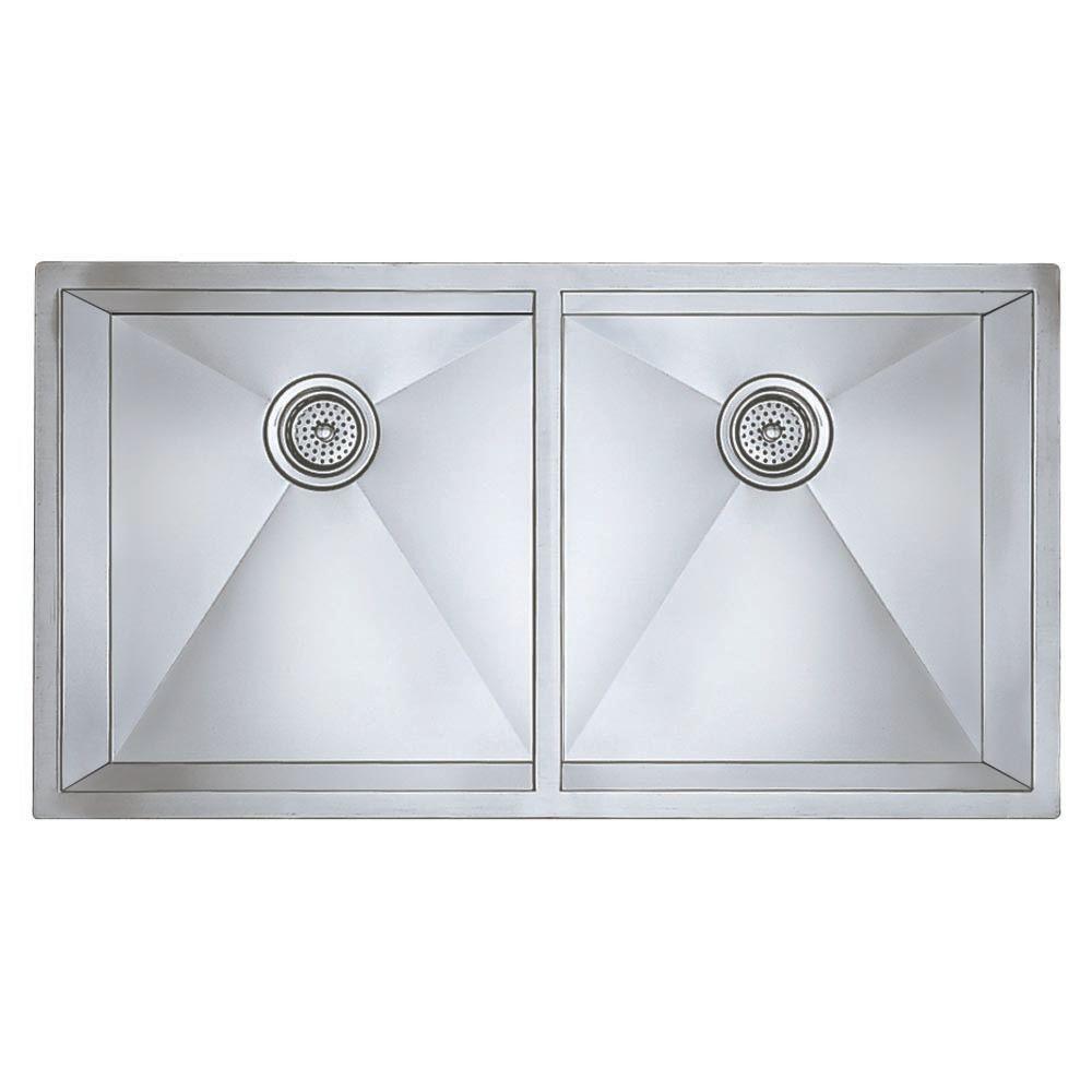 Blanco Precision Undermount Stainless Steel 37 in. 0Hole Large Equal Double Bowl Kitchen Sink