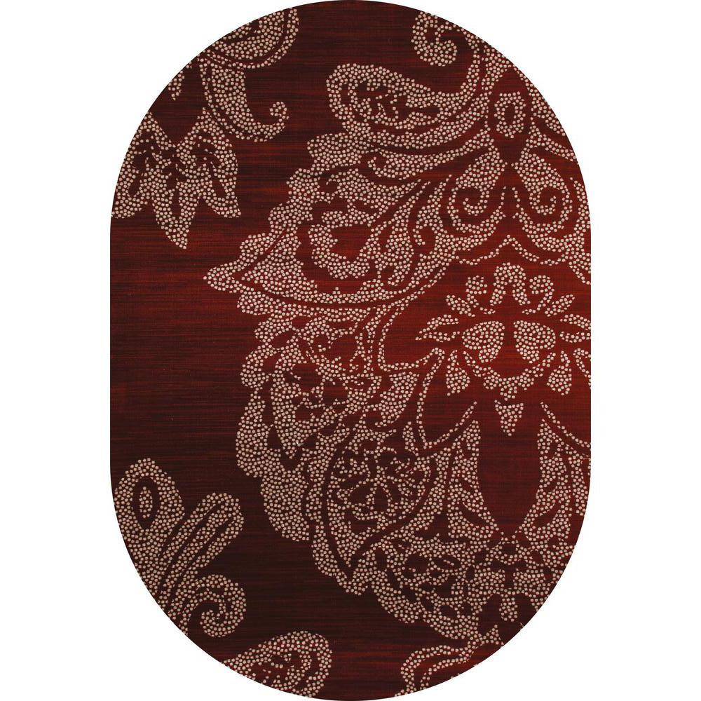Art Carpet Bastille Large Damask Red 5 Ft X 8 Oval Area Rug
