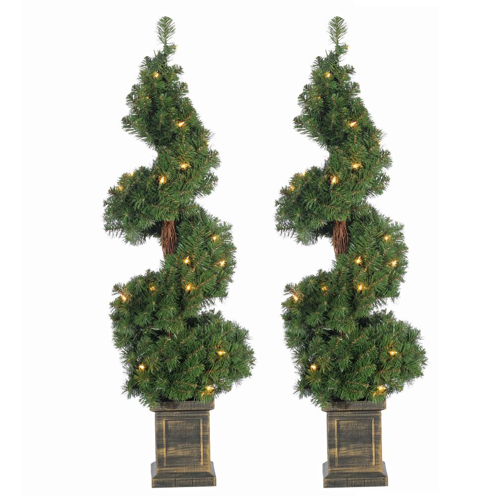 Sterling 3.5 ft. Pre-Lit Potted Spiral Artificial Christmas Tree (Set of 2)-5213--35C - The Home ...