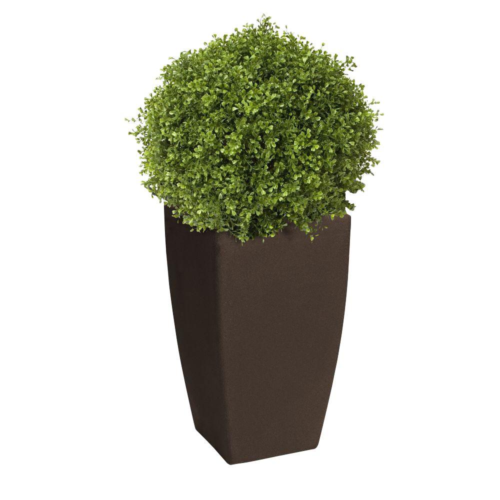 Algreen Madison 20 in. Square Brownstone Rounded Plastic Planter with