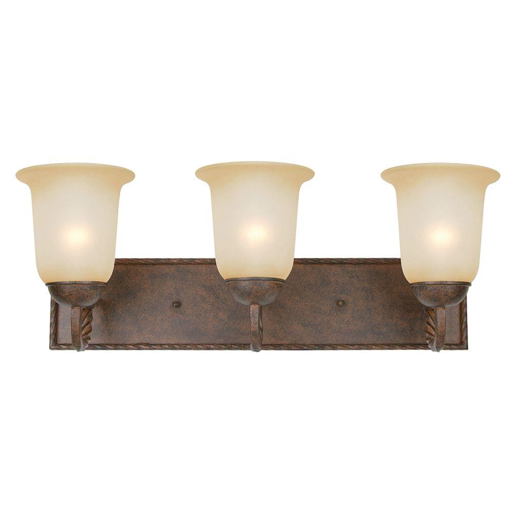 Yosemite Home Decor McKensi Collection 3Light Bronze Patina Bathroom Vanity Light with 