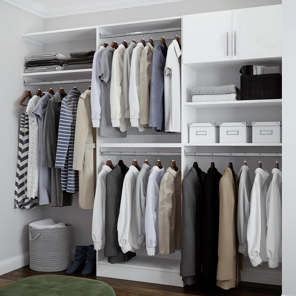 Modifi Horizon 15 In D X 105 W 84 H Melamine Reach H Melamine Reach In Closet System Kit White