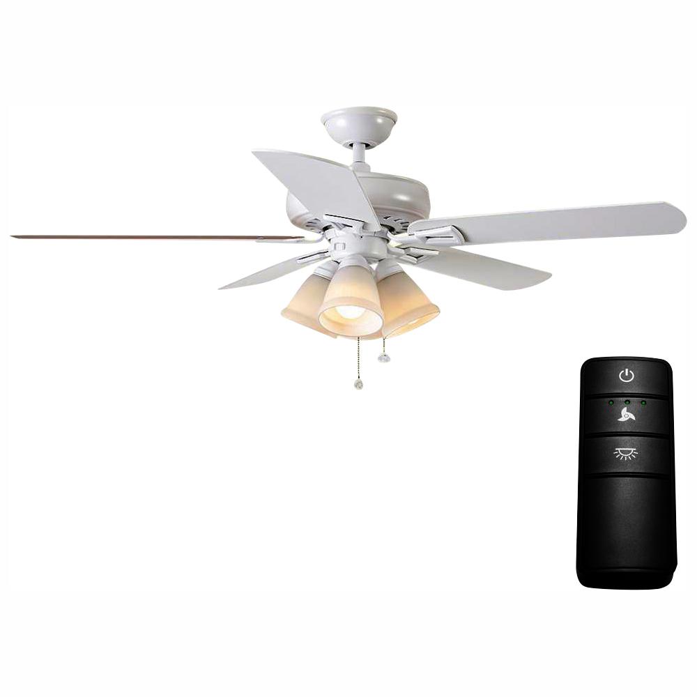 Hampton Bay Lyndhurst 52 In Led Matte White Ceiling Fan With Light Kit And Remote Control
