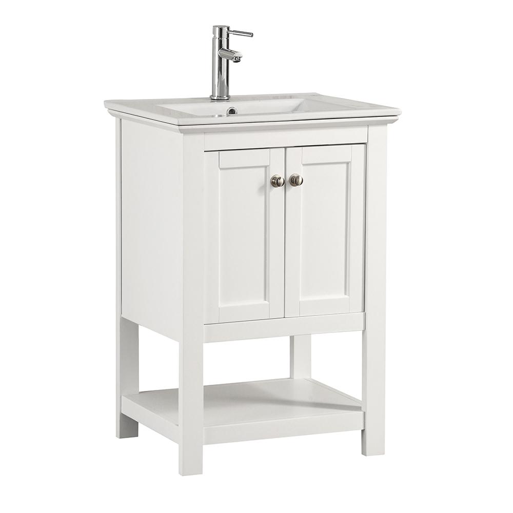 Fresca Bradford 24 In W Traditional Bathroom Vanity In White With Ceramic Vanity Top In White With White Basin Fvnhd0104wh Cmb The Home Depot