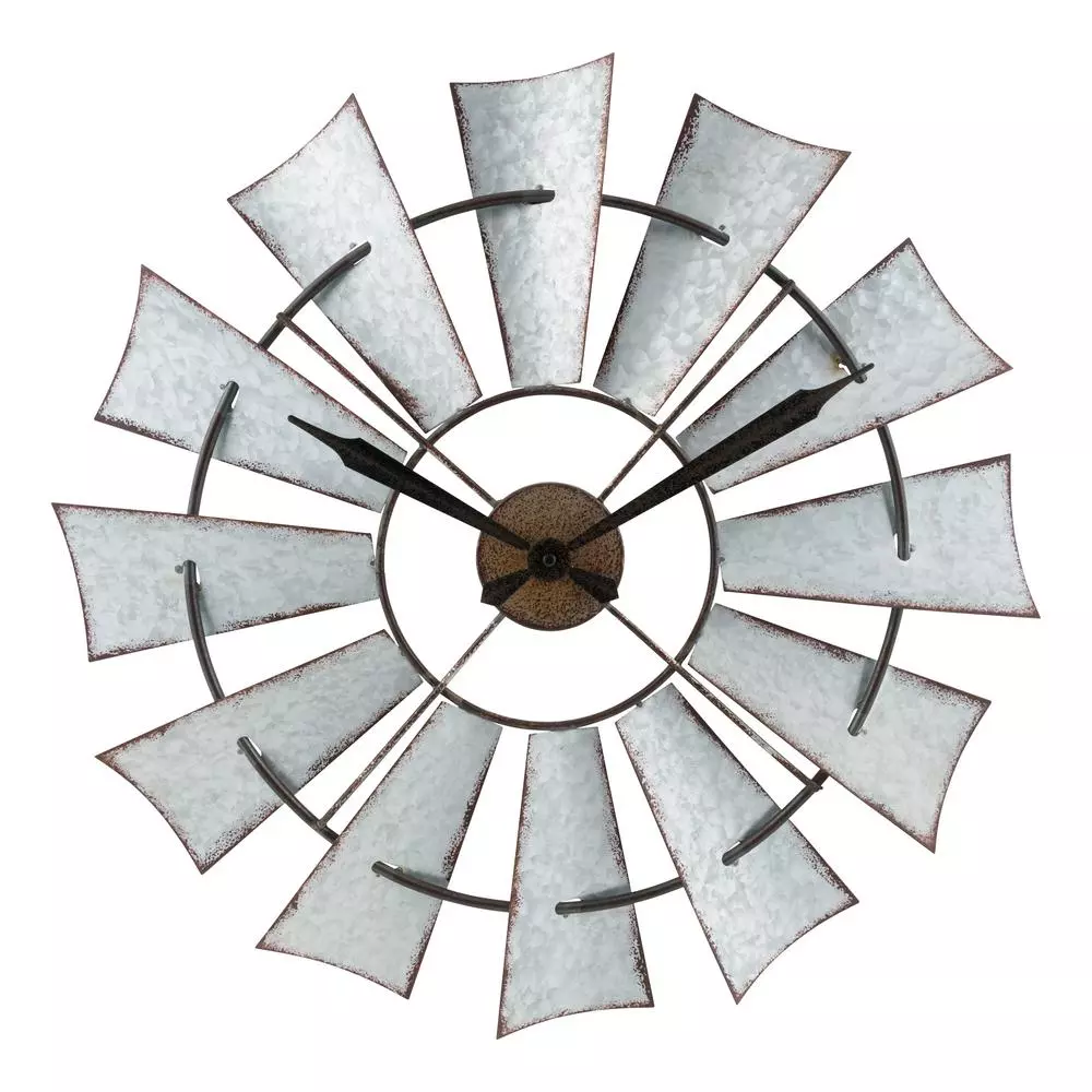 Photo 1 of 22 in. Metal Windmill Quartz Wall Clock