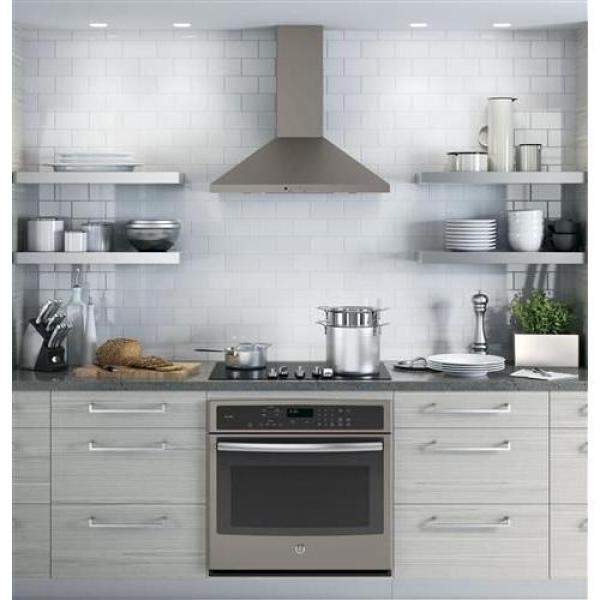 Ge 30 In Convertible Wall Mount Range Hood With Light Slate Fingerprint Resistant