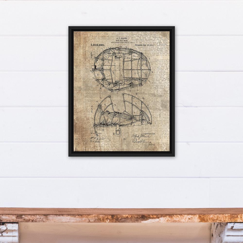 Designs Direct 16 In X 20 Baseball Mask Patent Print Baseball Mask Patent Print Printed Framed Canvas Wall Art 4702 Ad The Home Depot