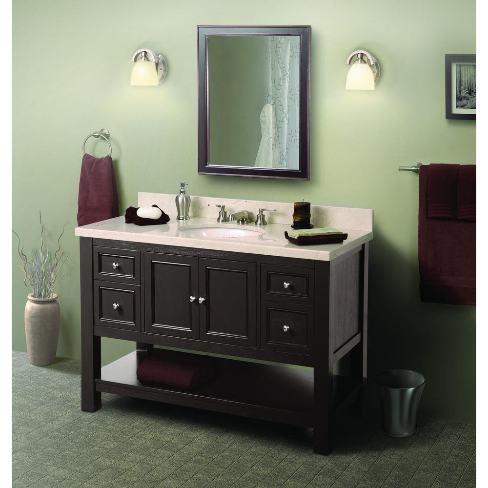 Home Decorators Collection Gazette 49 In W X 22 In D Bath Vanity In Espresso With Golden Hill Granite Vanity Top In White Gaea4822dght The Home Depot