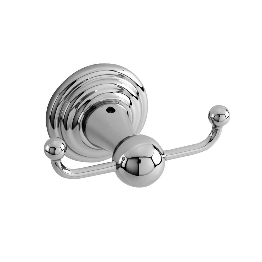 Chrome Wall Towel Hooks Bathroom Hardware The Home Depot Newport 365 Double Robe Hook In Polished Chrome