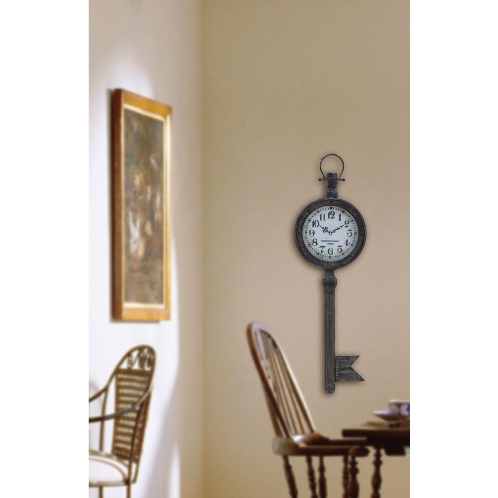 38 in. x 12 in. London Inspired Skeleton Key Wall Clock53309 The