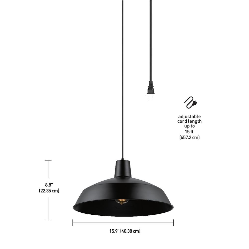 Globe Electric Barnyard 1 Light 16 In Industrial Warehouse Matte Black Plug Pendant 65151 The Home Depot - Black Warehouse Pendant Light Globe Electric Barnyard 1 Light 16 In Industrial Warehouse Matte Black Plug Pendant 65151 The Home Depot - Black Warehouse Pendant Light