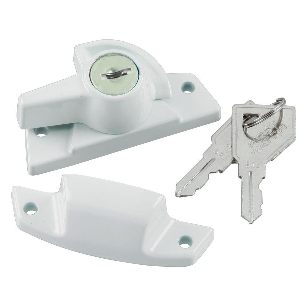 First Watch Security White Keyed Sash Lock1404 The Home Depot