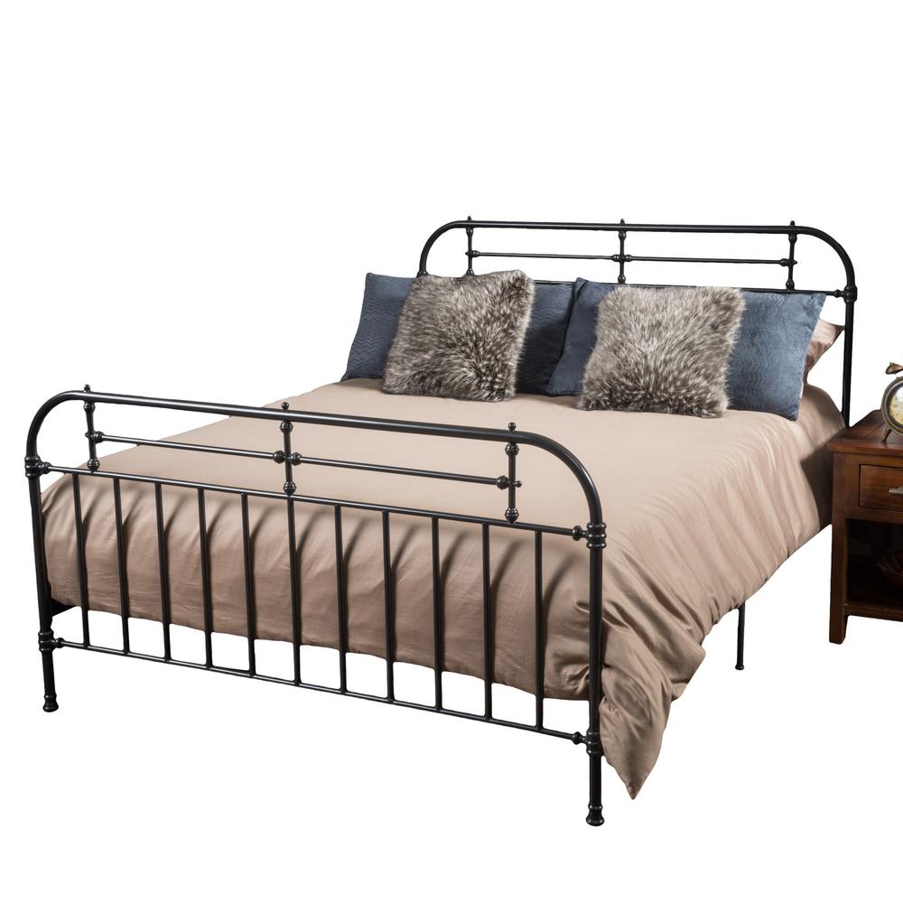 Charcoal Gray Iron Queen Victorian Bed Frame